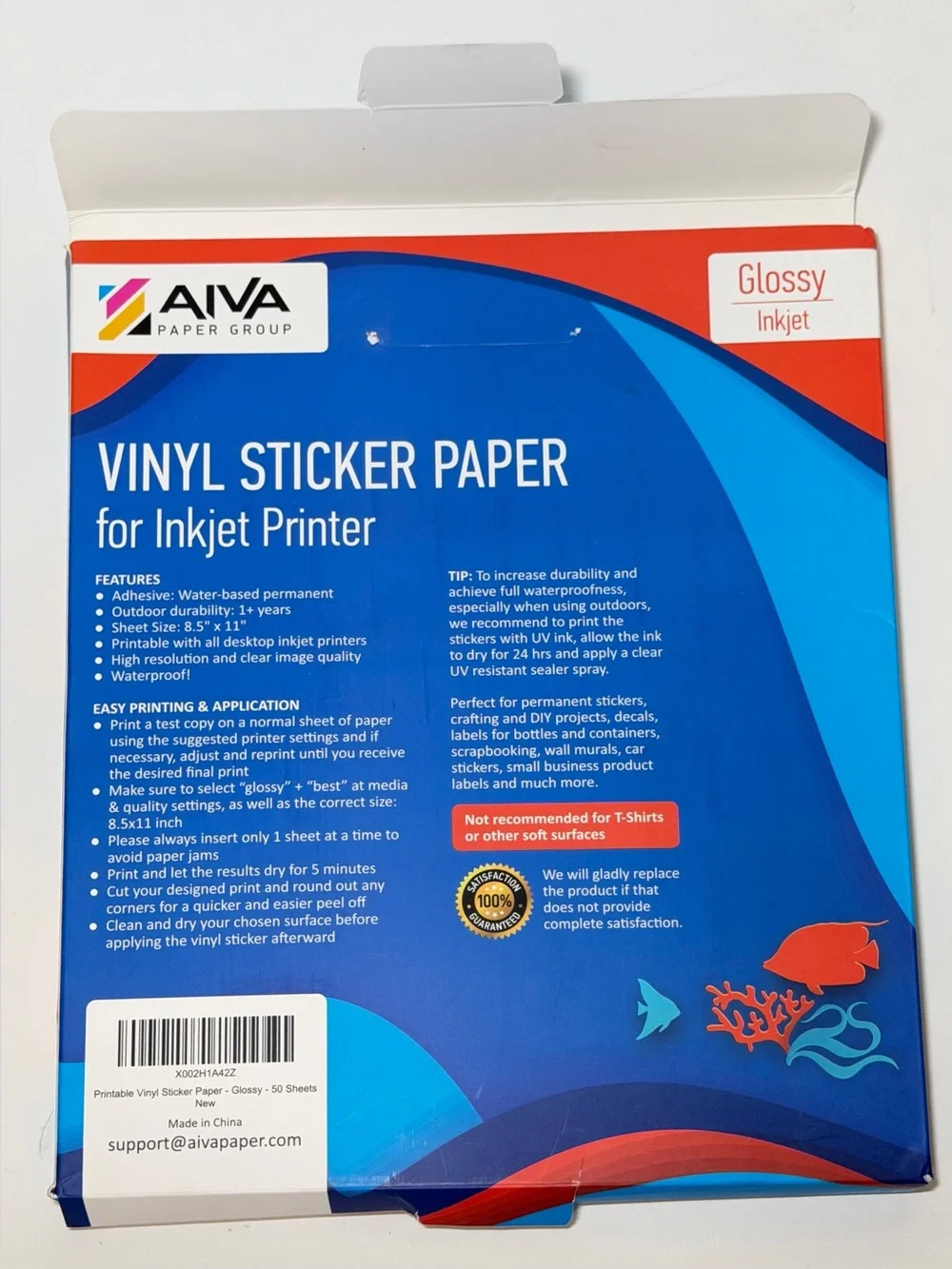 Vinyl Sticker Paper for Inkjet Printer Size 8.5
